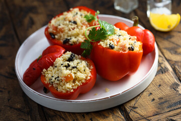 Roasted capsicum stuffed with couscous