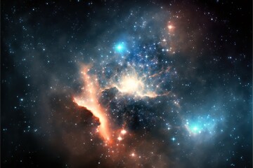 Fototapeta premium Starry Space Nebula, Stars, Space Background, Concept Art, Digital Illustration, Generative AI