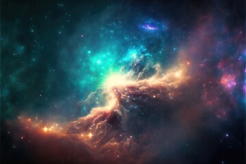 Naklejka na ściany i meble Starry Space Nebula, Stars, Space Background, Concept Art, Digital Illustration, Generative AI