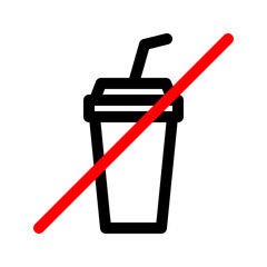 No drink outline icon. Prohibition line sign. Editable stroke. Vector graphics