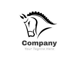 elegant head horse stallion farm drawn art logo symbol design template illustration inspiration