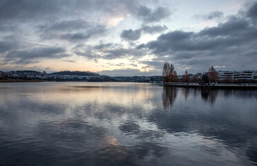 Fototapeta premium Beautiful landscape of the Phoenix lake in the city Dortmund Germany 