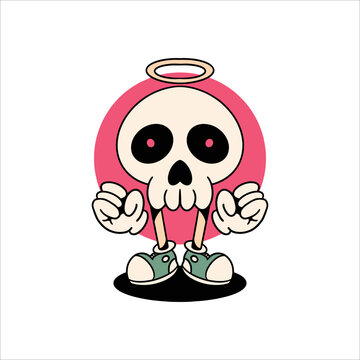 cute skull cartoon vector design