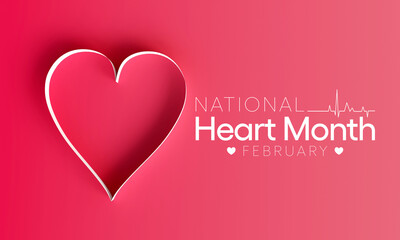 National Heart month is observed every year in February, to adopt healthy lifestyles to prevent heart disease (CVD). 3D Rendering