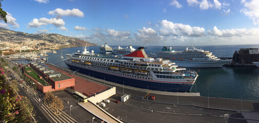 Cruise ships in Funchal  harbour ,Madeira  © T.C.