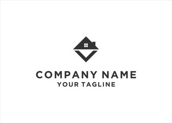 letter v home logo icon design vector	