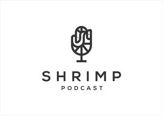Shrimp Podcast Logo Microphone Design Logo