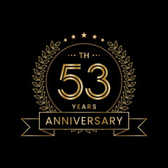 53th Anniversary Template Design Concept with Laurel wreath for Anniversary Celebration Event. Logo Vector Template