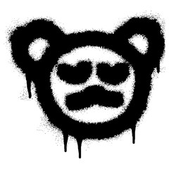 Emoticon graffiti panda with black spray paint © anakcikal978