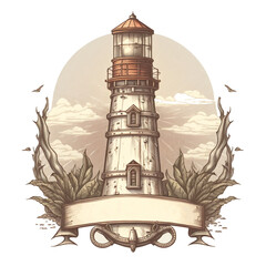 Lighttower logo design aquatic emblem of sailor life about the oceans