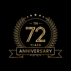 72th Anniversary Template Design Concept with Laurel wreath for Anniversary Celebration Event. Logo Vector Template