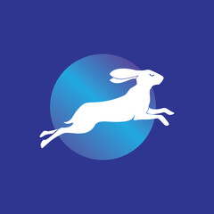 rabbit jumping design illustration