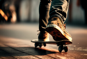 Fototapeta na wymiar skateboard on the street, youth culture, 