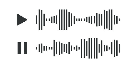 Voice audio message vector. Smartphone app sound recording interface design. Flat soundwave set, waveform speech collection illustration.