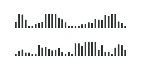 Voice audio message vector. Smartphone app sound recording interface design. Flat soundwave set, waveform speech collection illustration.