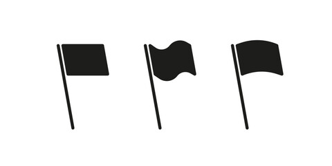 Flag icon collection. Waving black flags symbol set.