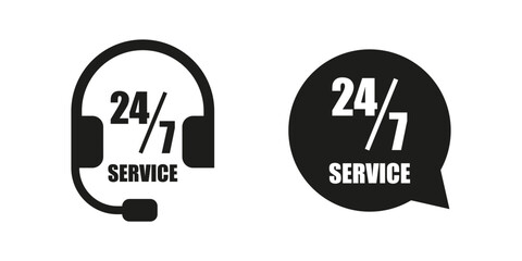 24/7 call service icon. Vector telephone support.