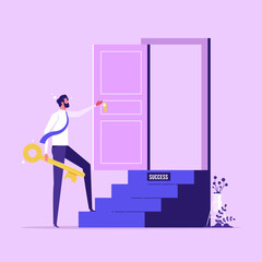 Stairway to find secret key or achieve career target concept