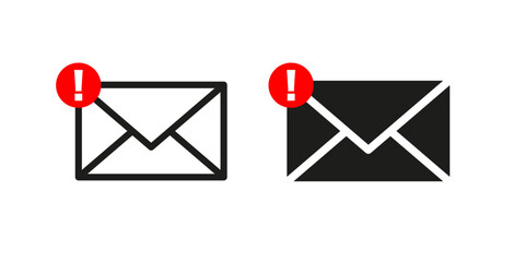 Mail envelope icon collection in flat black style. Email notification vector postal symbol.