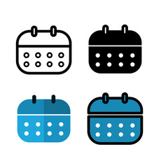 calendar icon set simple flat line and solid