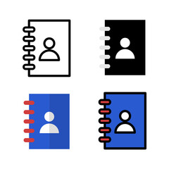 flat and color simple line contact icon set