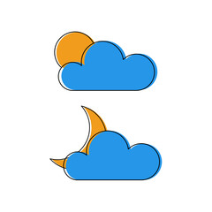 simple line flat and solid weather icon set