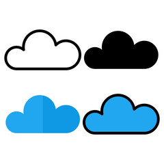 cloud icon set, simple internet line flat and solid