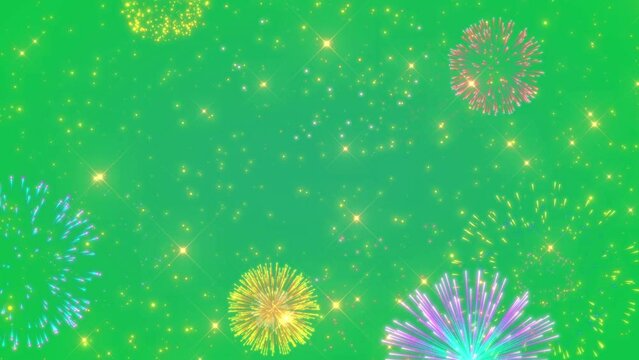 glittering celebration lights fireworks green screen alpha channel