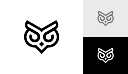 Keuken spatwand met foto Simple owl head logo design vector © Pirage Design