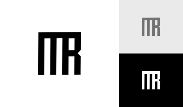 Square letter MR monogram logo design vector