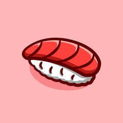 tuna fish nigiri sushi illustration concept in cartoon style