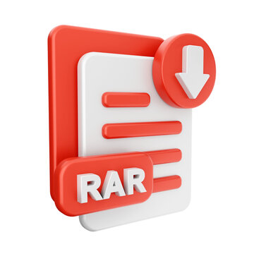 3d download file rar data arrow icon illustration