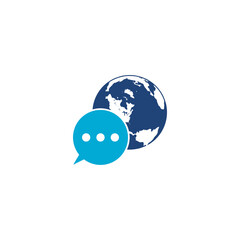 Globe World map made from speech bubble icon isolated on white background. Global Speak Logo 