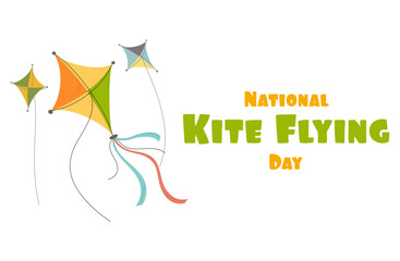 Fototapeta na wymiar National Kite Flying Day web banner poster. Colorful Kites fly.