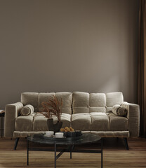 Modern interior background, wall mock up, 3d render