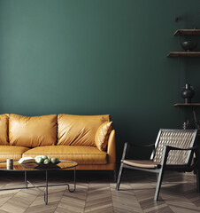 Modern interior background, wall mock up, 3d render