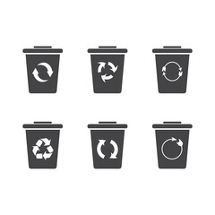 Recycle icon and trash symbol, Recycling sign, Recycle symbol on white background.