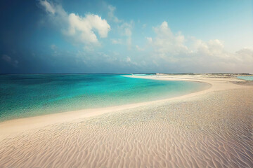 Obraz premium Carribean sand beach with ocean in Maldives in summer (Generative AI)