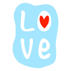 Love word with heart in letter O, banner or logo, design element for Valentines Day, wedding, vector