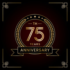 Fototapeta na wymiar 56th Anniversary Logo Design Concept with Laurel wreath for Birthday Celebration Event. Line Art Design, Logo Vector Template