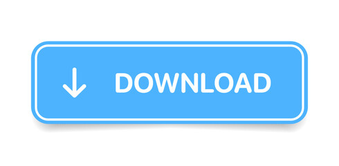 3D blue download button icon. Upload icon. Down arrow bottom side symbol. Click here button. Save cloud icon push button for UI UX, website, mobile application.
