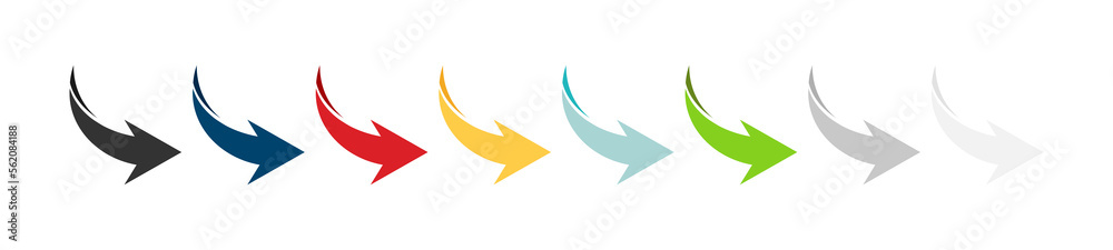 Wall mural arrow icon set. colored arrow symbols. arrow of different types. arrow isolated vector graphic eleme