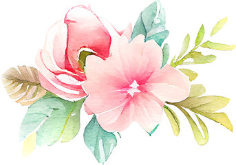 Cute watercolor frame with spring flowers Illustration Generative AI