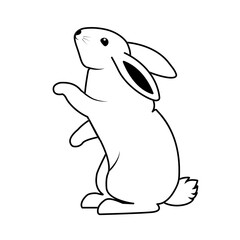Adorable rabbit outline icon. Cute bunny line art sketch. 2023 year symbol. Chinese New Year of the rabbit. Cute Easter bunny logo spring animal sign. Hare silhouette ink stroke on white background