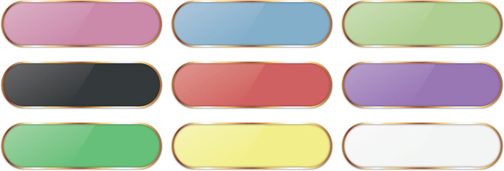 vector illustrations of long green ribbon banner button