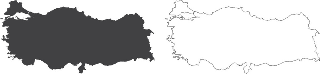 set of 3 maps of Turkey - vector illustrations