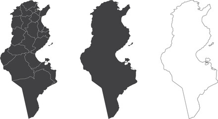 Fototapeta premium set of 3 maps of Tunis - vector illustrations