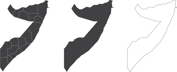 set of 3 maps of Somalia - vector illustrations