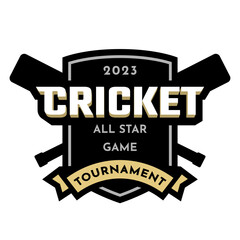 Cricket tournament. Sport logo emblem. Vector illustration.