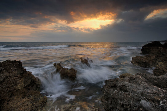 Sunset at coast, Jake's Hotel, Treasure Beach, Calabash Bay, Jamaica, Caribbean